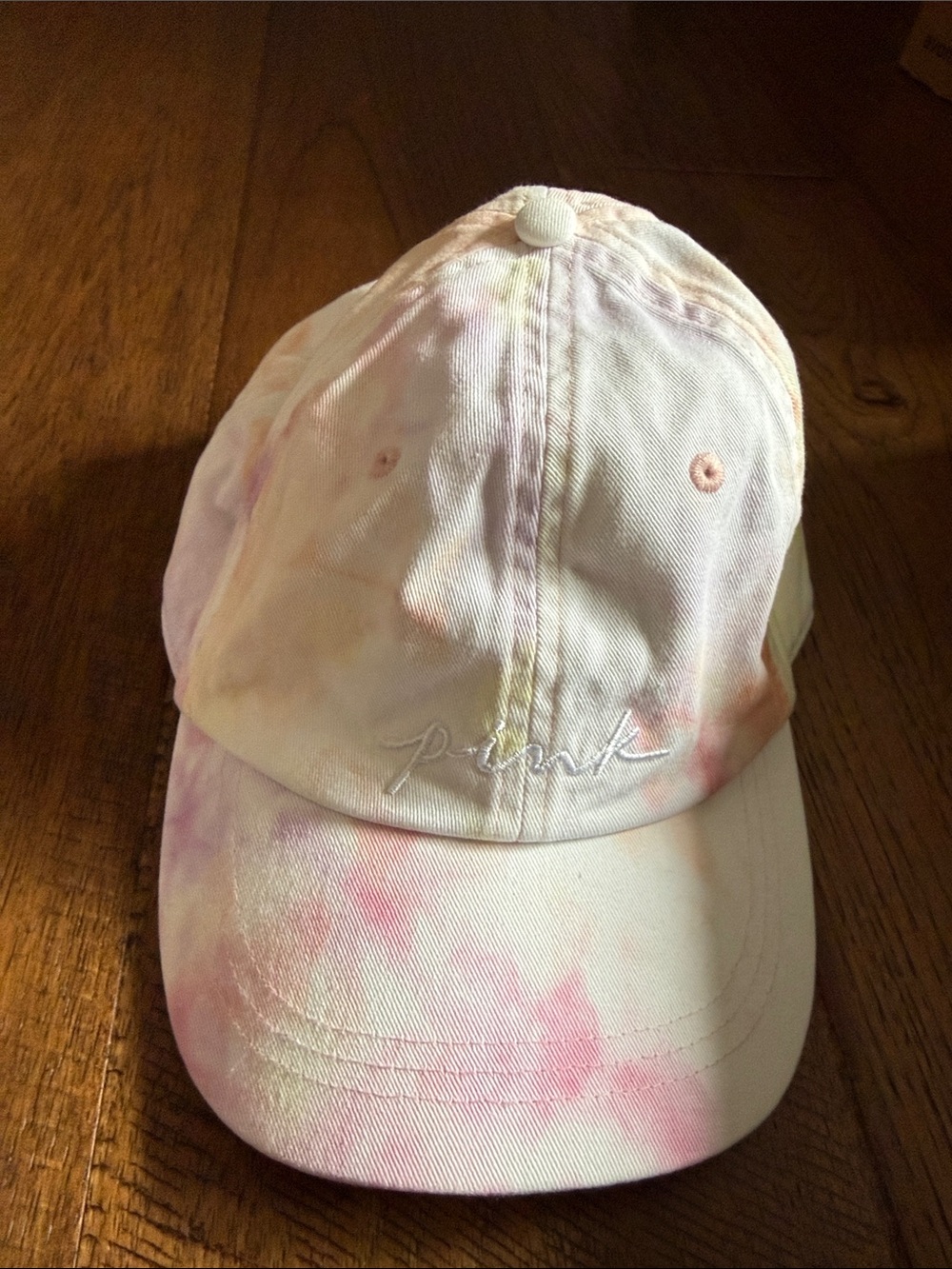 PINK Victoria's Secret BNWT Pastel Tie-Dye Adjustable Cap - Pink & Cream